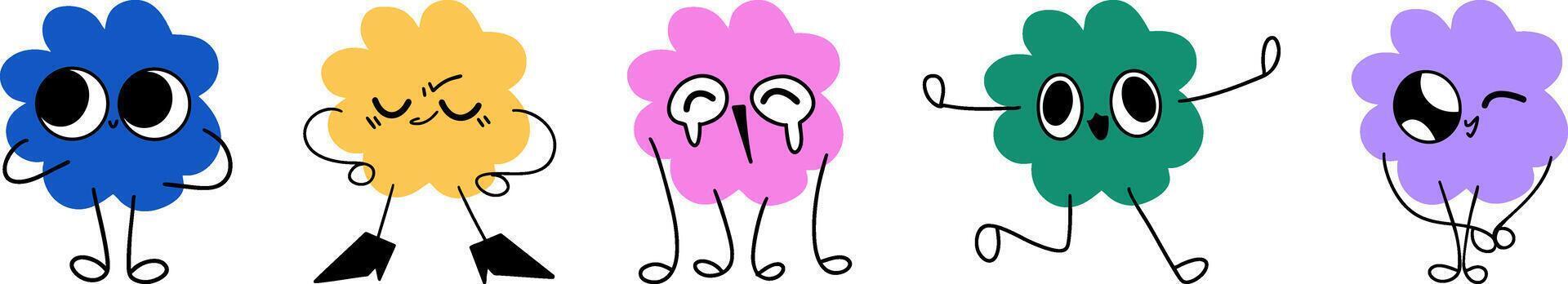 Playful Colorful Cartoon Characters with Unique Expressions vector