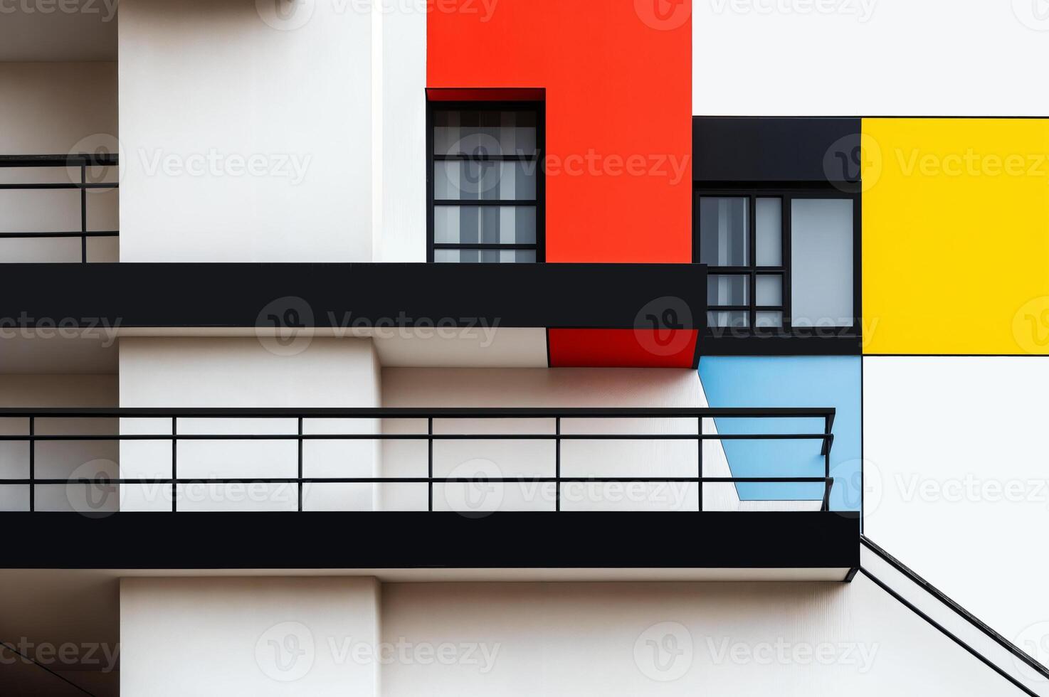 Modern Bauhaus Architecture with Geometric Facade and Bold Colors photo