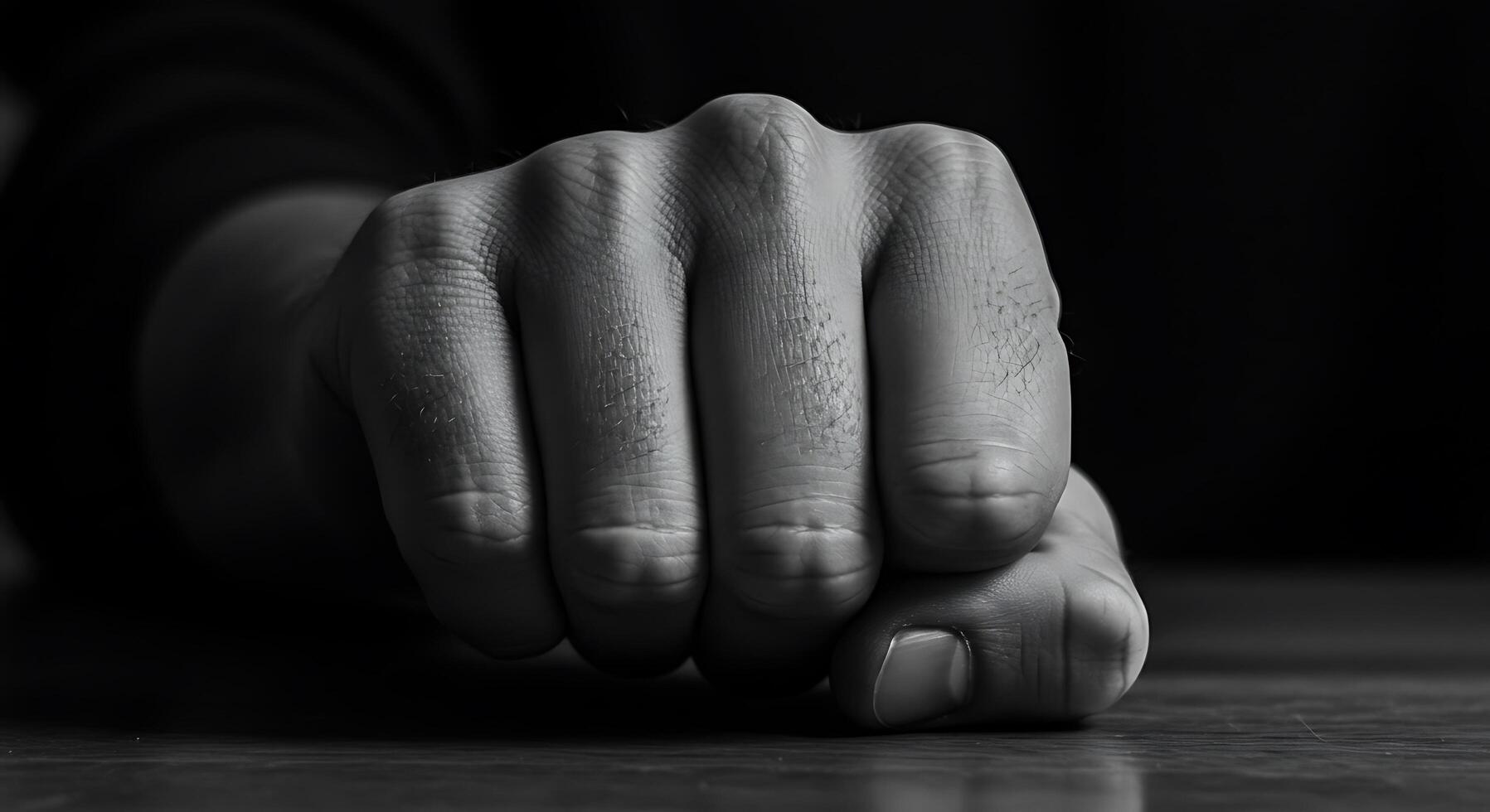 Monochromatic clenched fist close-up evokes themes of power and determination - Generated using AI photo