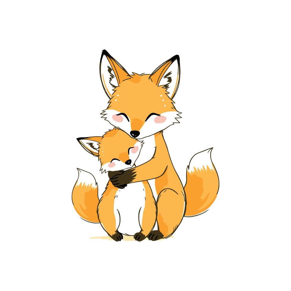 Heartwarming Illustration of Mom Fox and Baby, Symbol of Maternal Love and Mothers Day Greetings vector