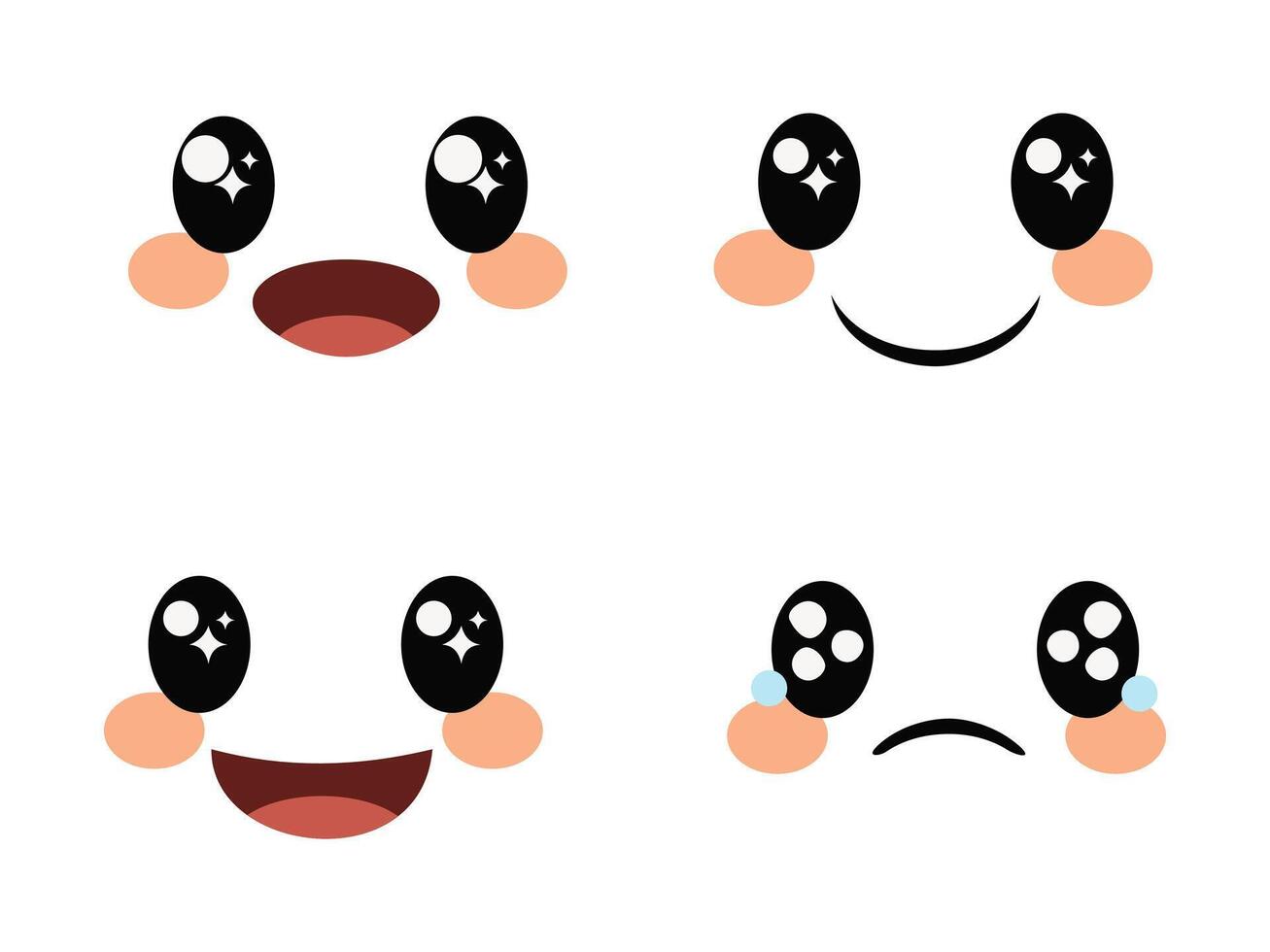 cute faces kawaii emoji cartoon vector