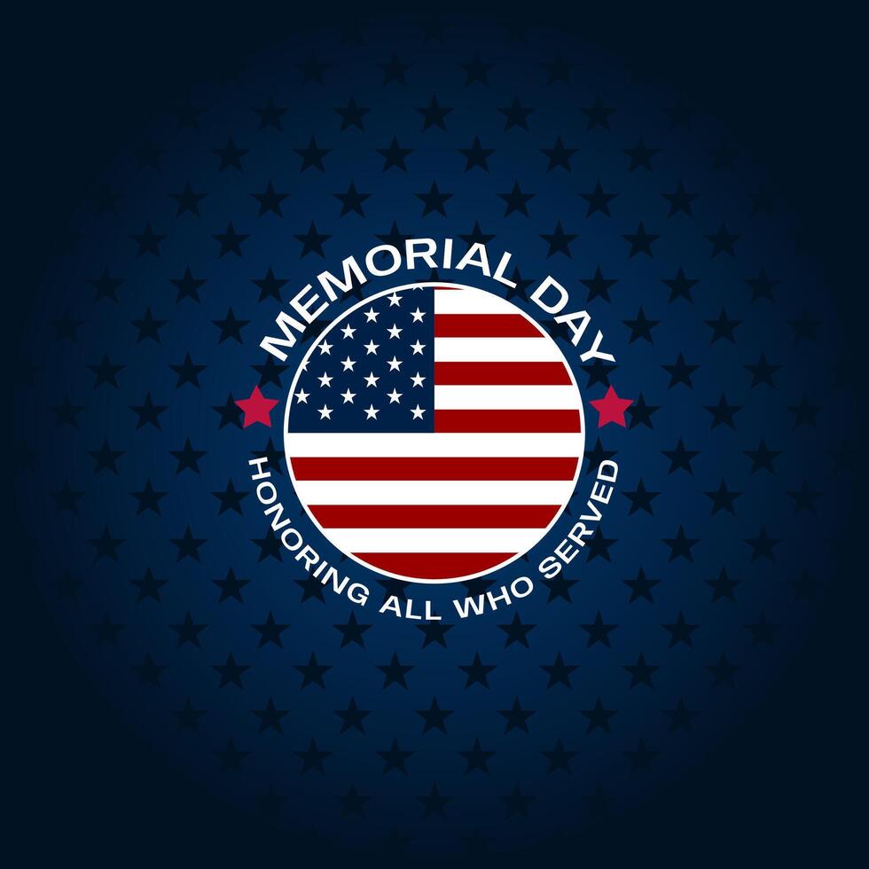 Memorial day background with rounded American flag, stars and stripes vector