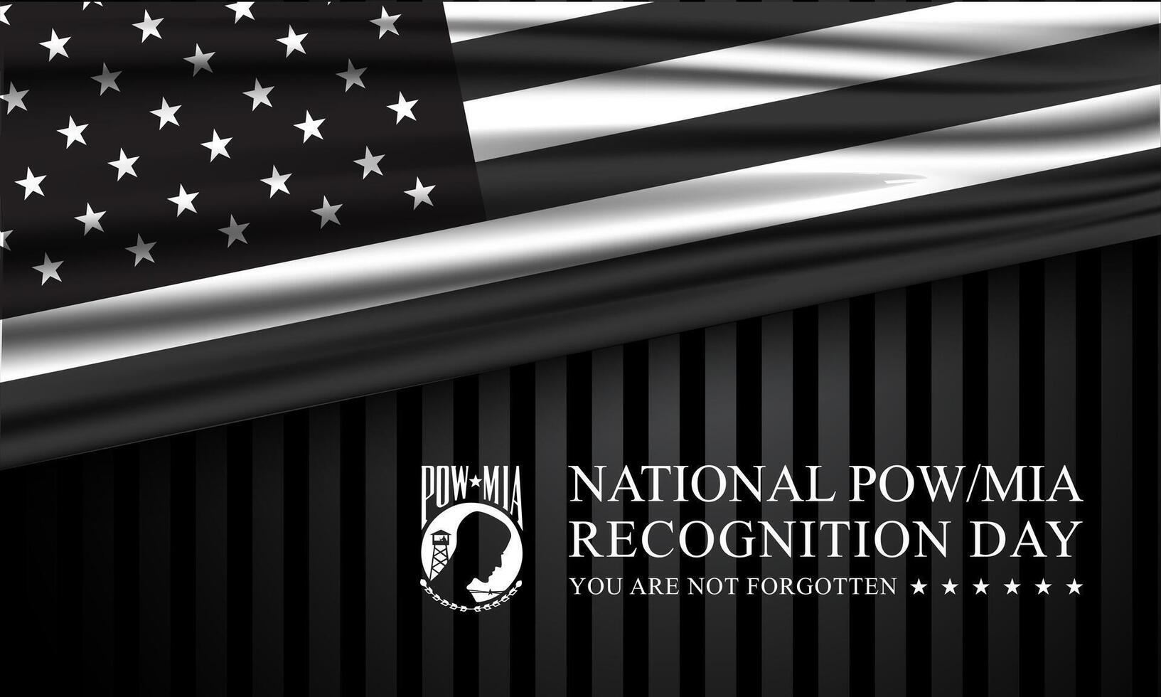 National POW MIA Recognition Day Design with black America flag Background Illustration vector