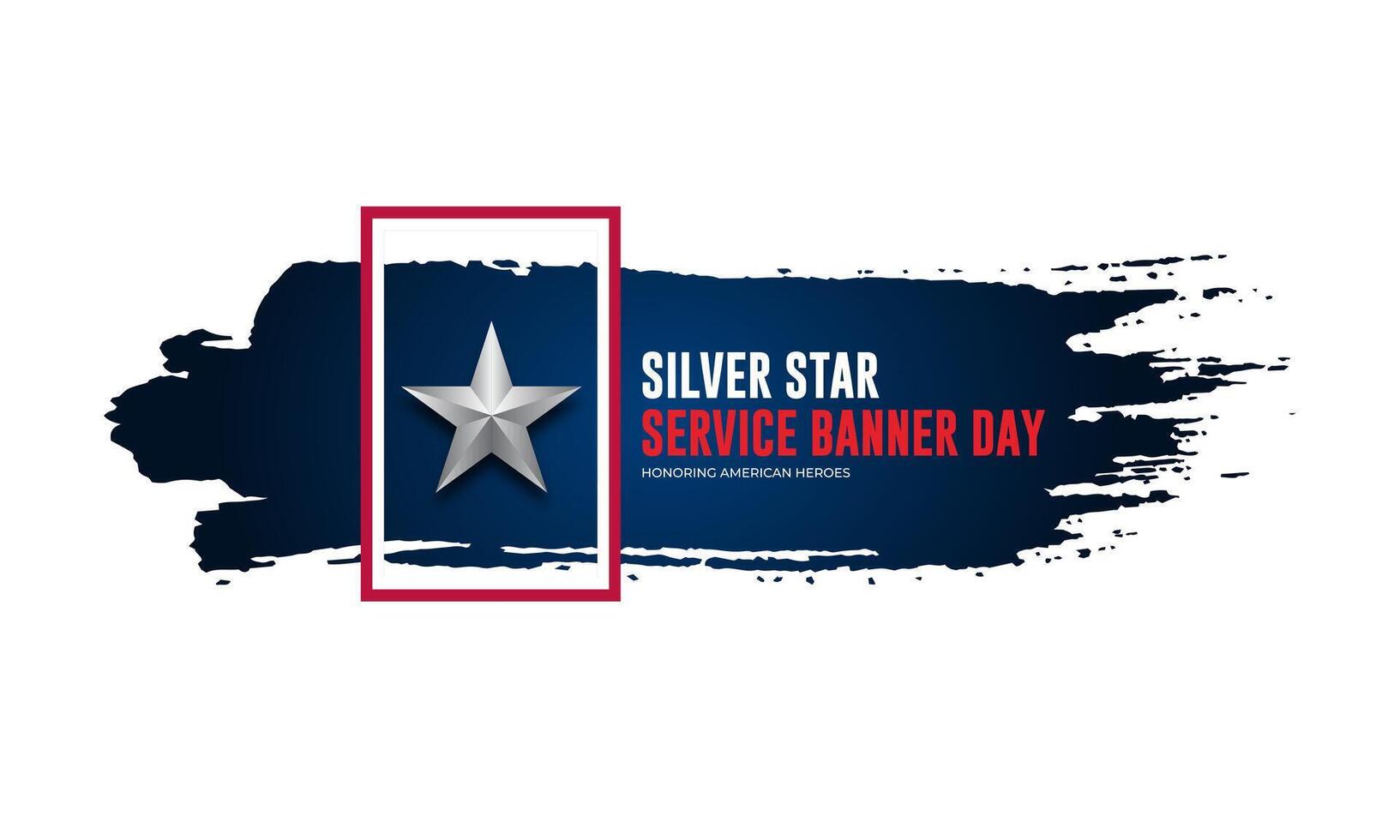 Silver star service banner day text with grunge background vector