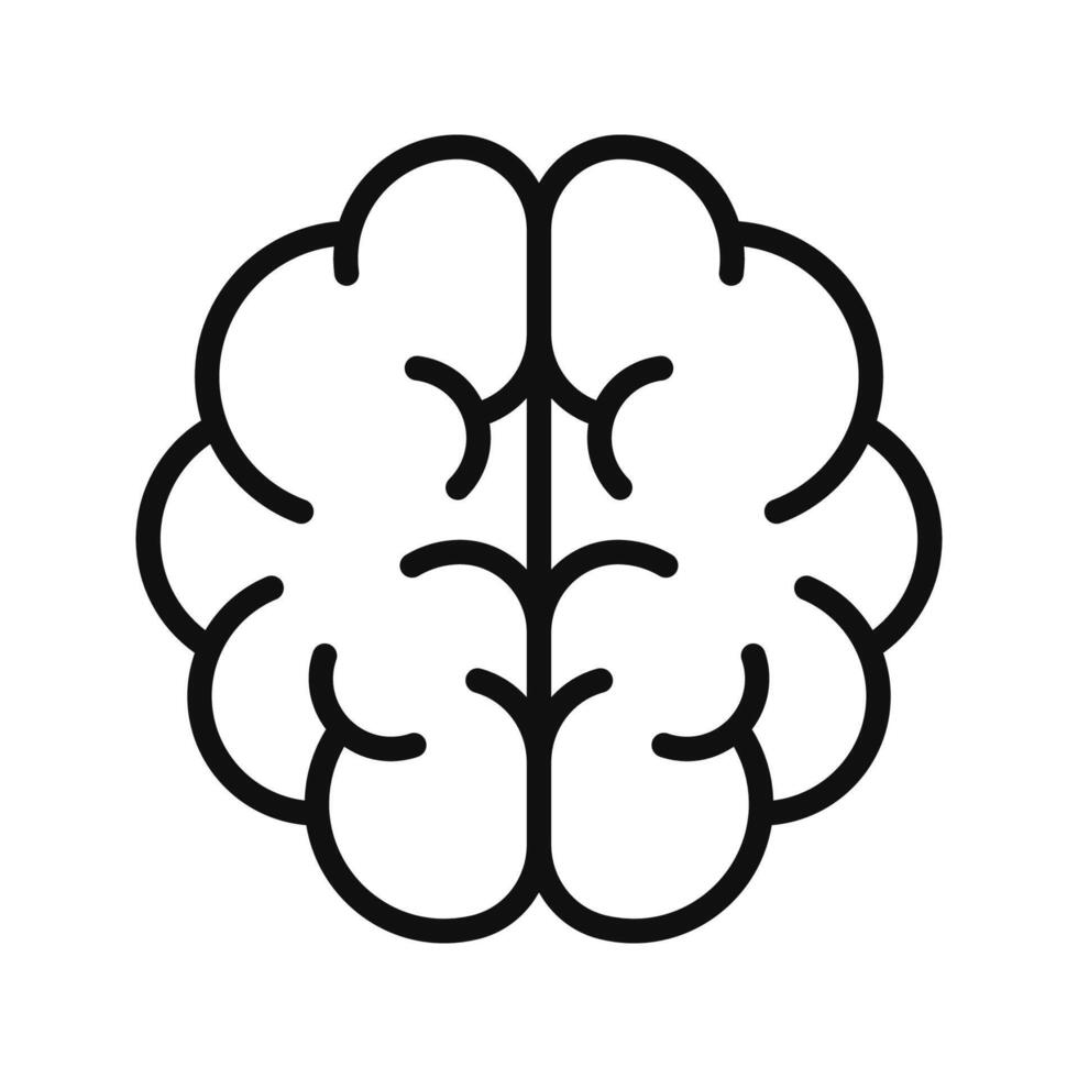 Human brain line icon isolated on white background. vector