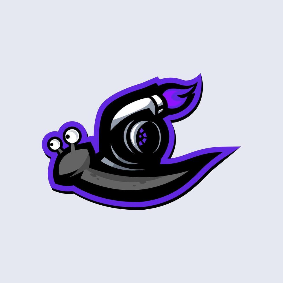 snail with turbo engine mascot logo vector