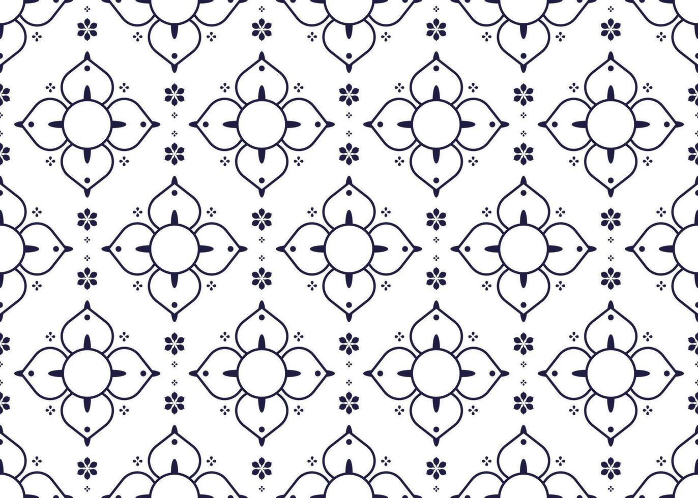 outline floral Portuguese style of ethnic fabric seamless pattern, design for cloth, carpet, batik, wallpaper, wrapping etc. vector