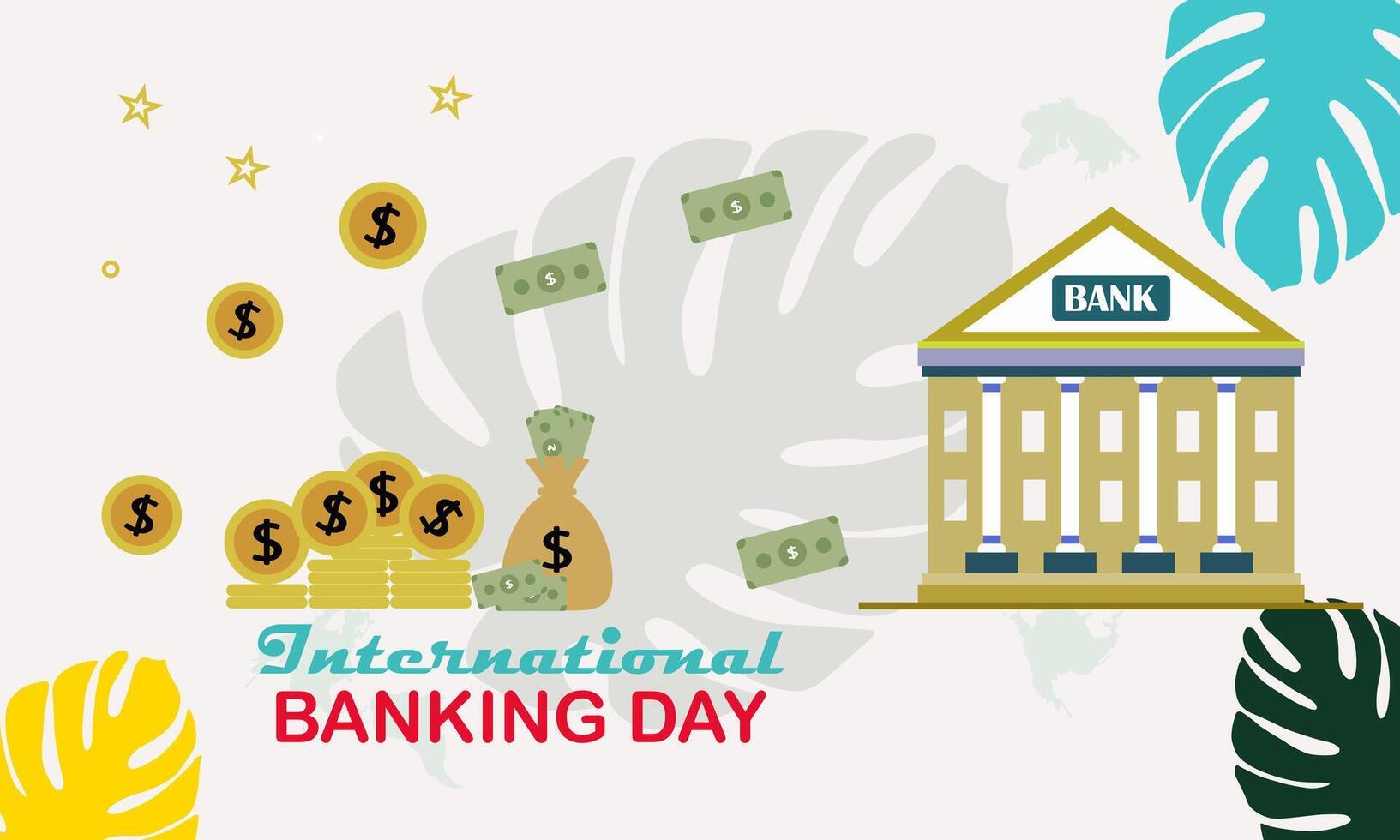 International Banking Day With Leafs vector