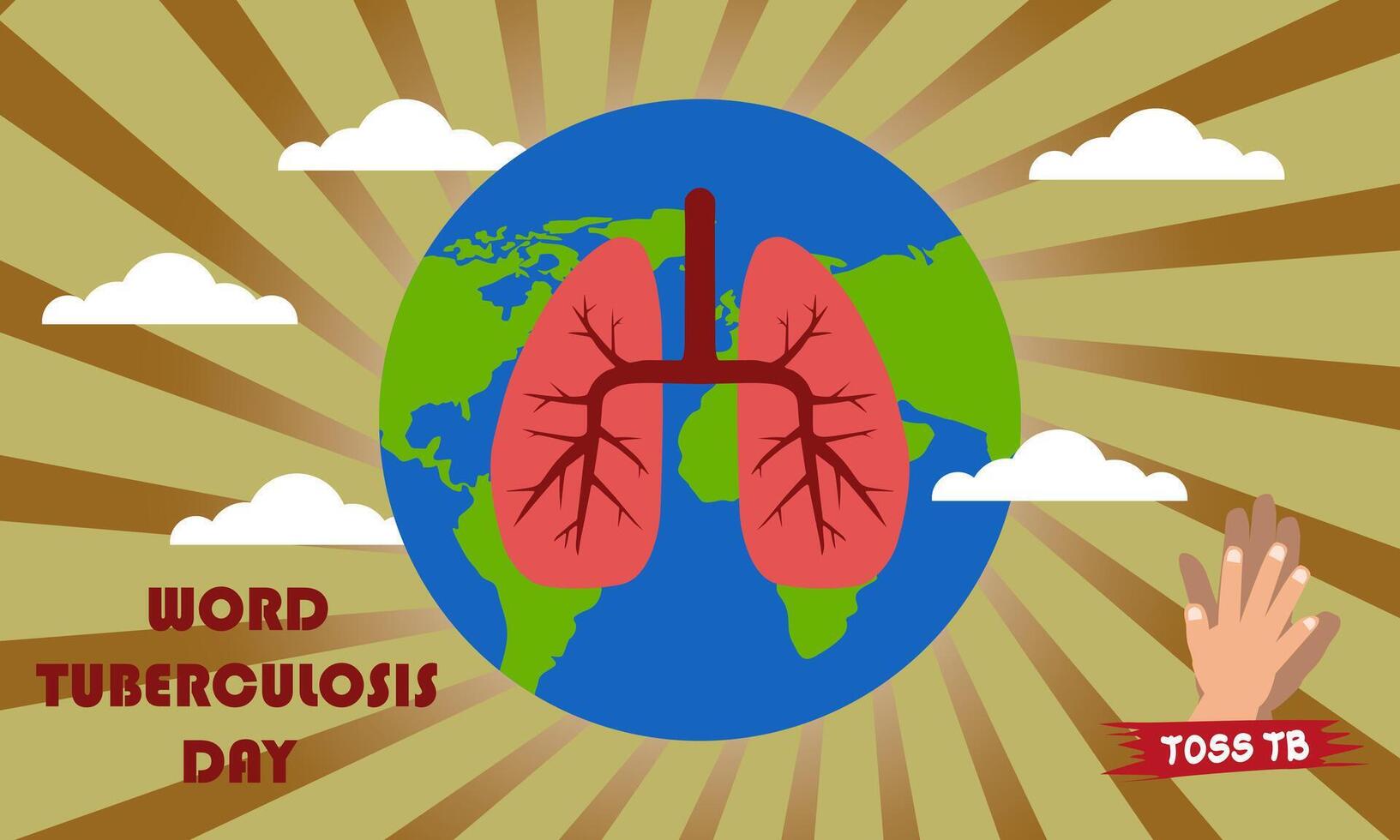 Illustration Lungs With Sun Rays Background vector