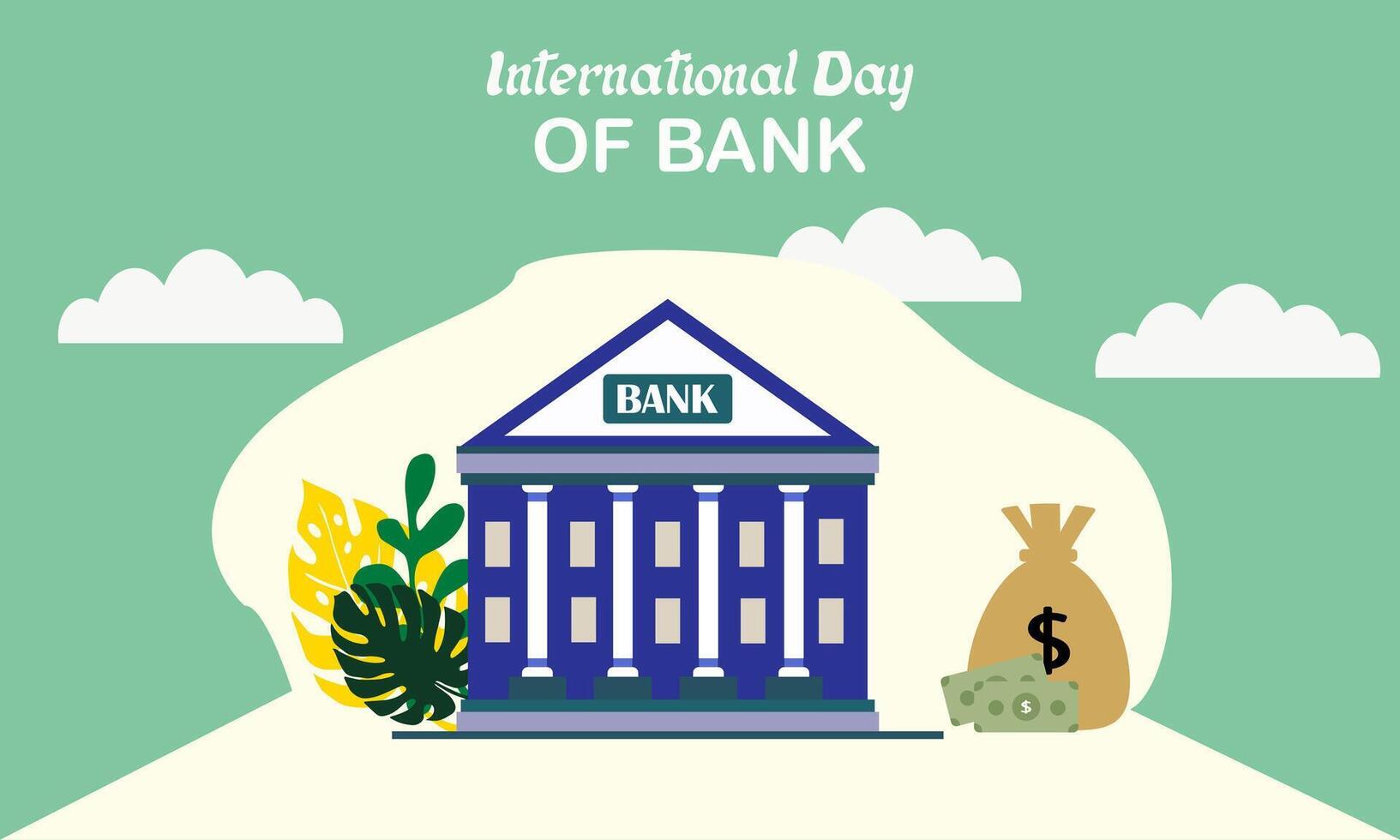 Illustration Happy World Bank Day With Cloud vector