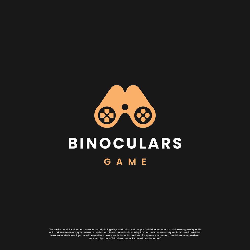 Binoculars with joystick logo design, games explore logo design concept vector