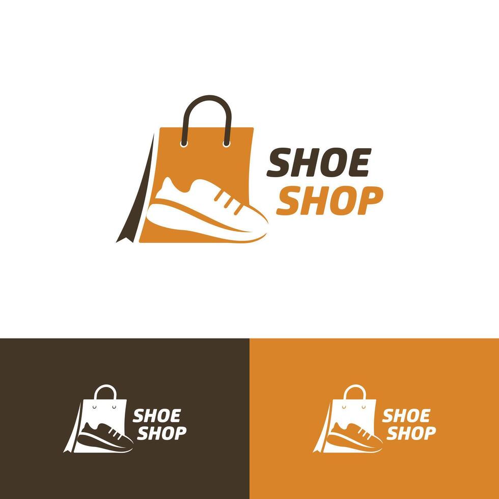Shoes Shop Logo Design Modern Concept, Shoes With Shopping Bag Logo Icon Template vector