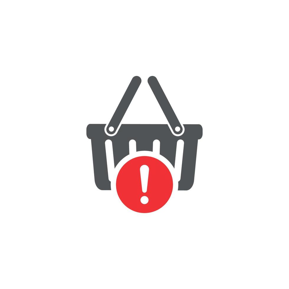 illustration of shopping cart design and exclamation mark, no shopping symbol. vector