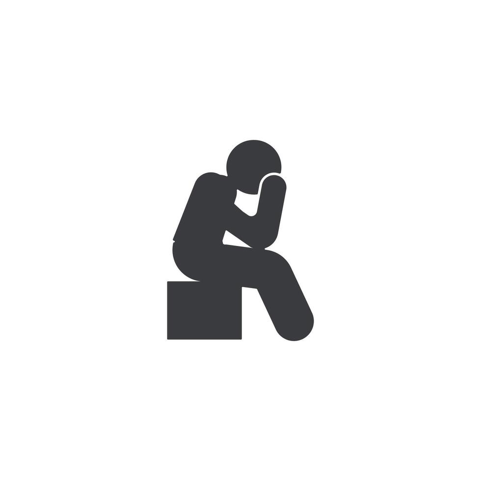 illustration flat design icon of a person contemplating or regretting. vector