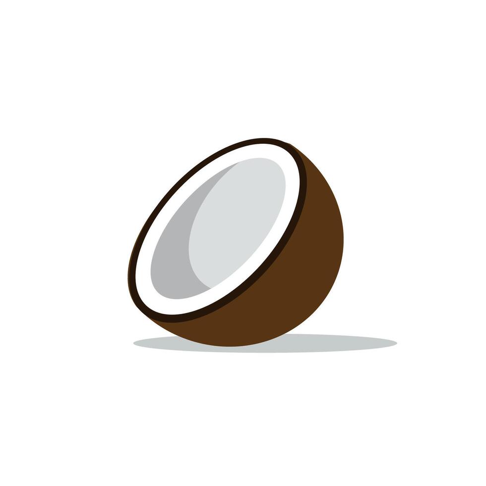 illustration flat design coconut fruit slices. vector