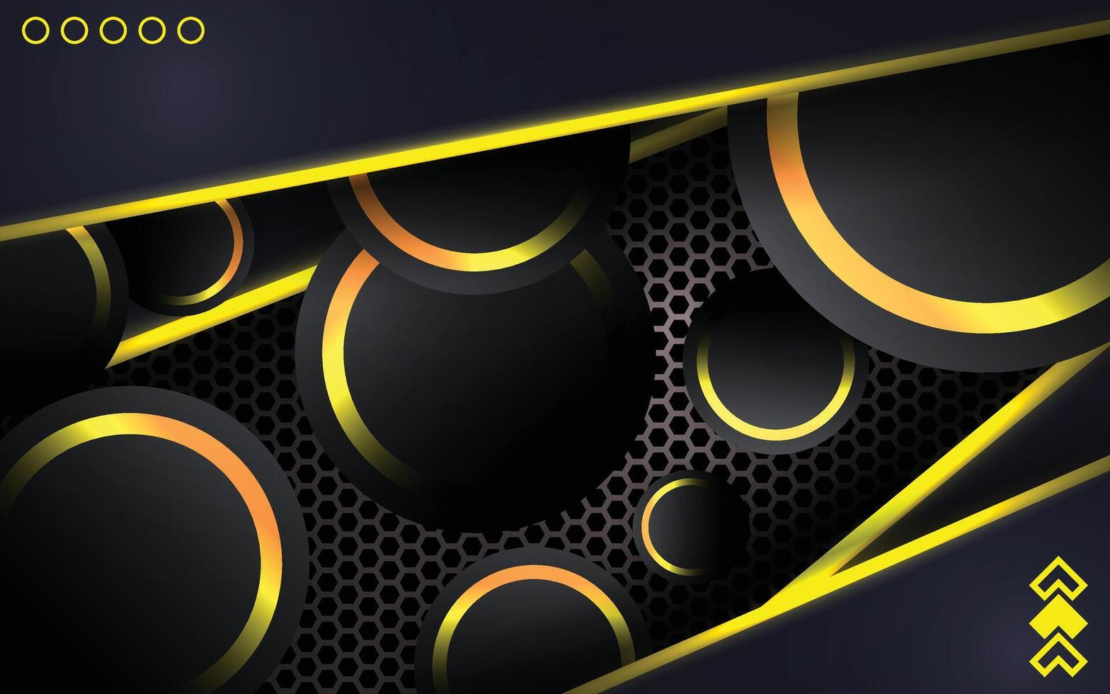 abstract black and yellow background with circles vector
