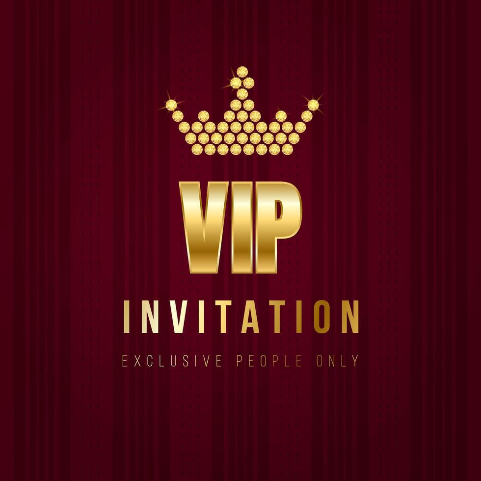 Red and gold VIP invitation. Exclusive people only. Premium illustration for club, casino, party, spa, lounge, concert vector
