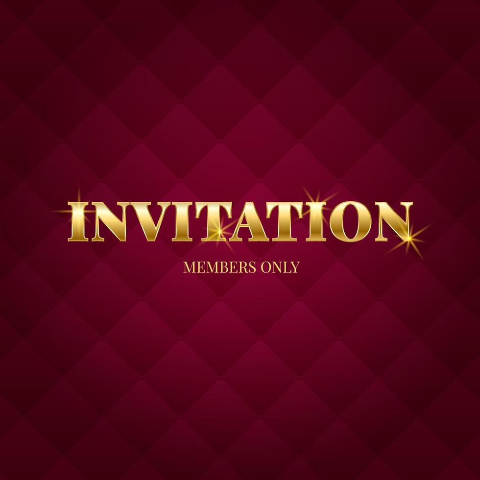 Red and gold invitation. Members only. Leather background. Premium illustration for club, casino, party, spa, lounge, exclusive access vector
