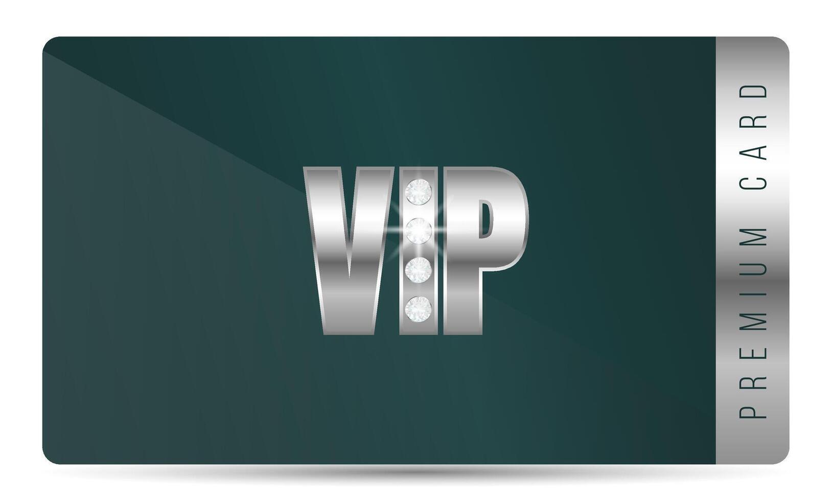 Silver VIP premium card with luxurious shiny design. Premium card for gym, spa, lounge, exclusive access. illustration emerald green, transformative teal colors vector