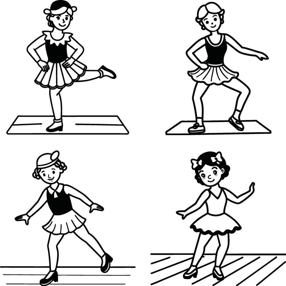 Dance Coloring Pages illustrating youngsters and infants in a jubilant group illustration vector