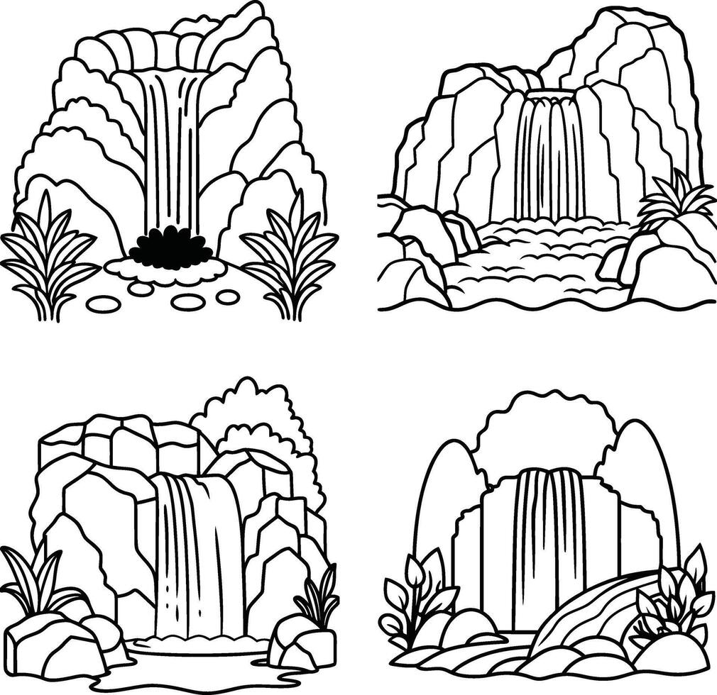 Nature themed line art coloring page in vector
