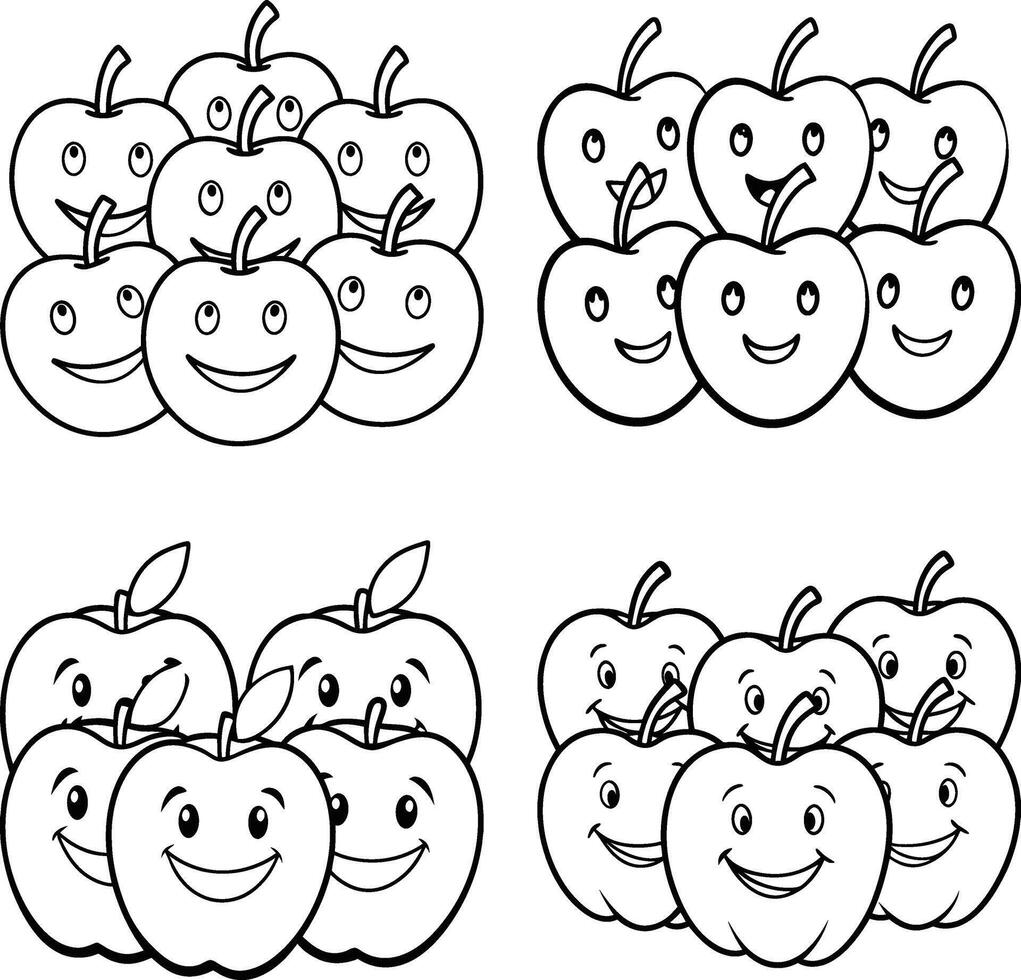 Line art design of a red apple with a green leaf for a fresh and healthy coloring page vector