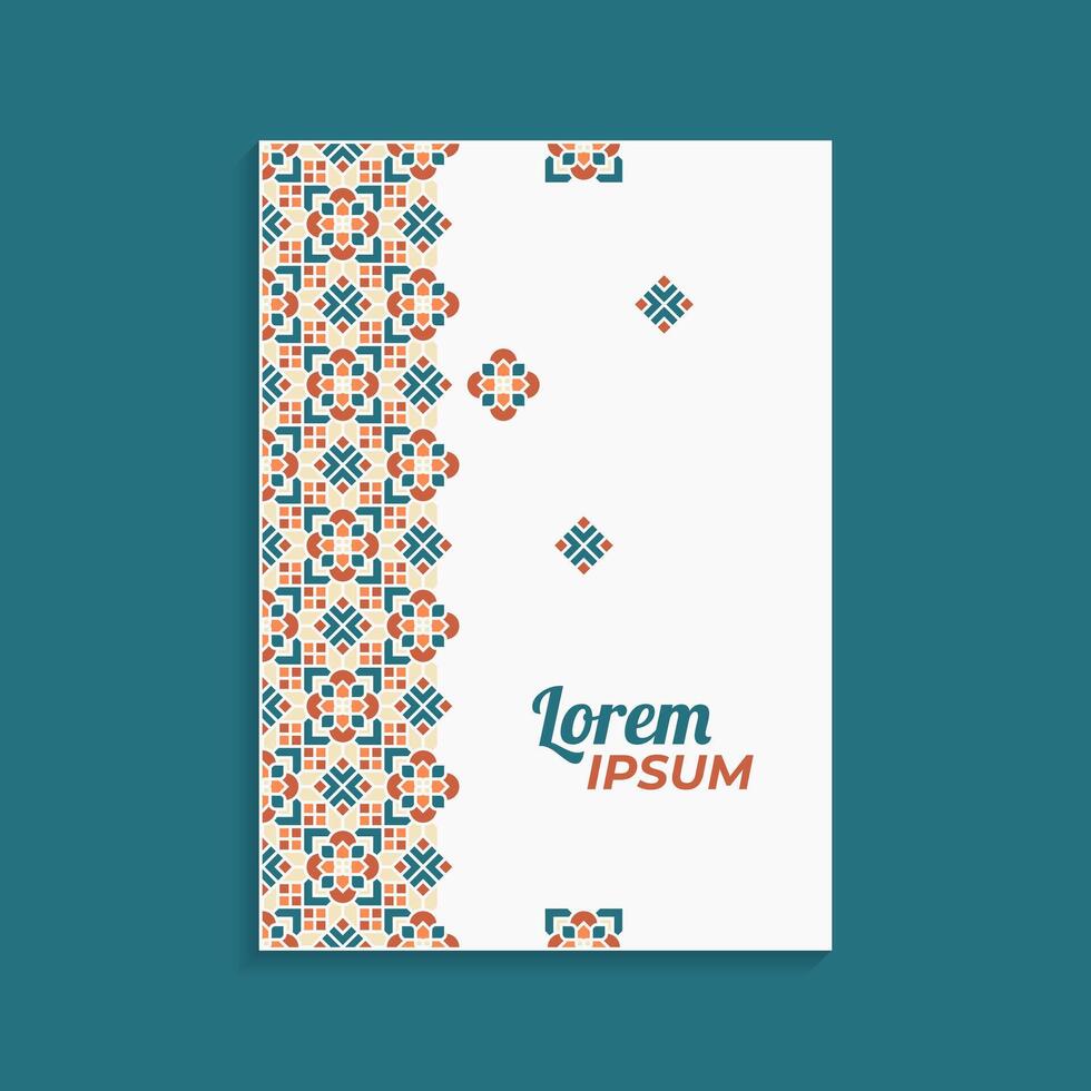 Cover Design with Islamic Geometric Ornament Border vector