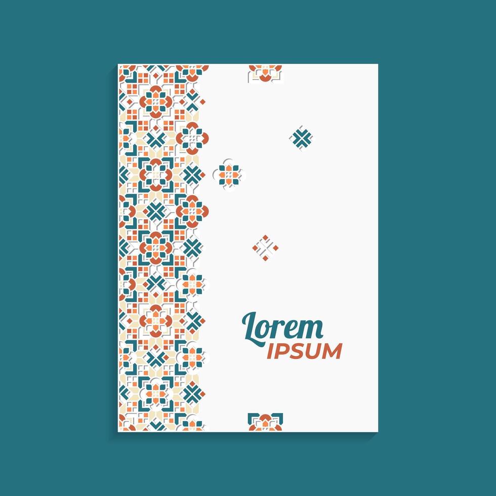 Cover Design with Islamic Geometric Silhouette Textured Ornament vector