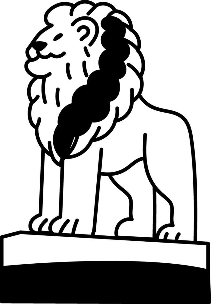 Doodle style illustration of a lion statue vector