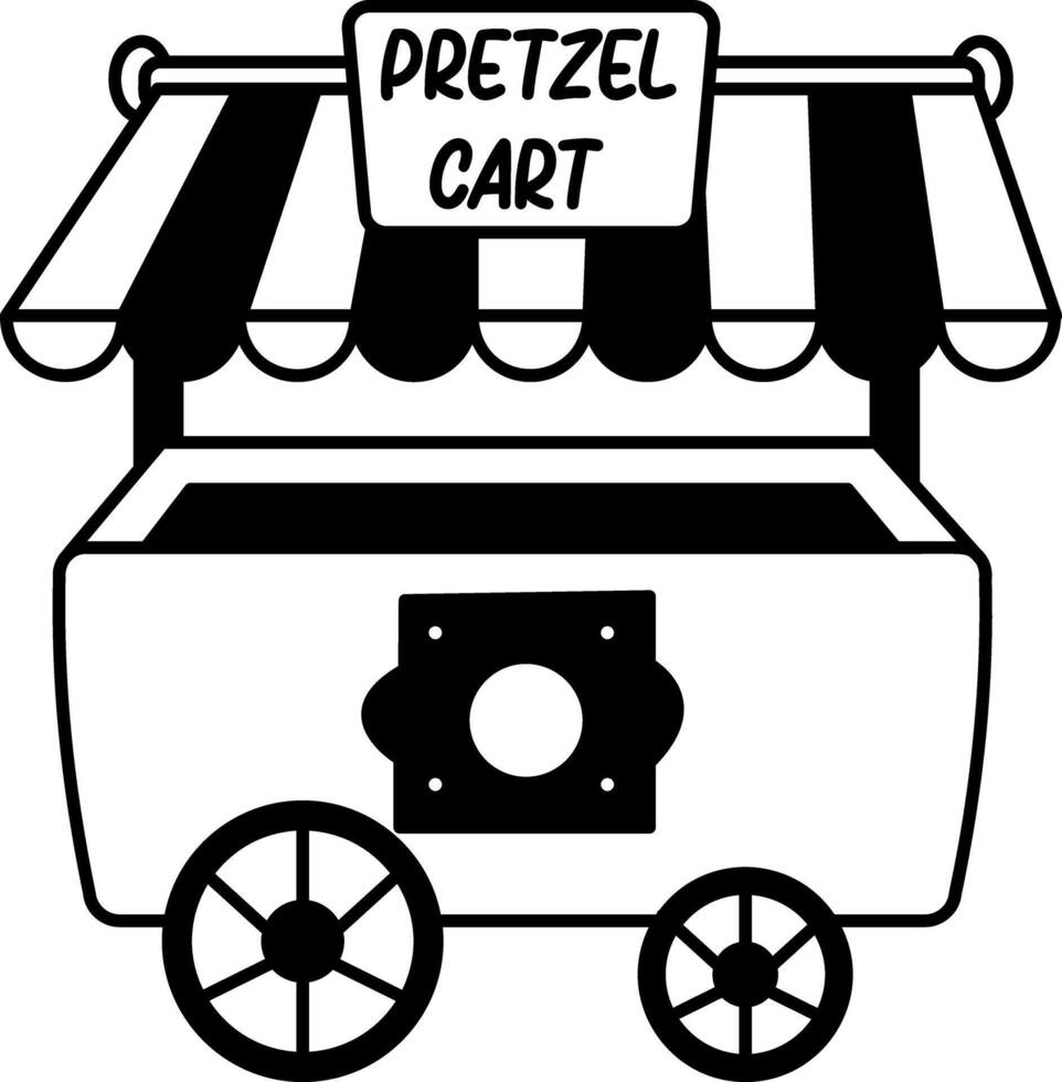 Pretzel cart illustration in hand drawn style vector