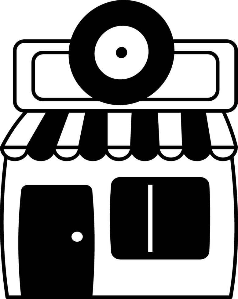 Hand drawn illustration showing a music store building vector