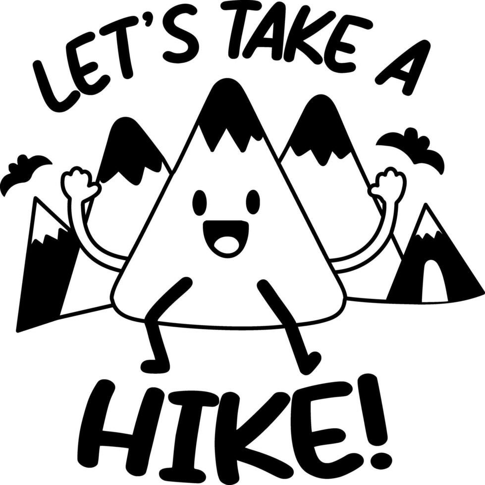 Mountain hiking sticker in glyph style vector