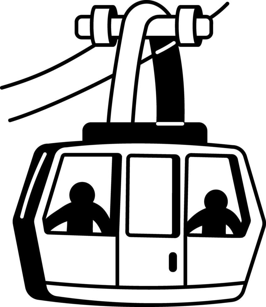 Cable car ride illustration in hand drawn style vector