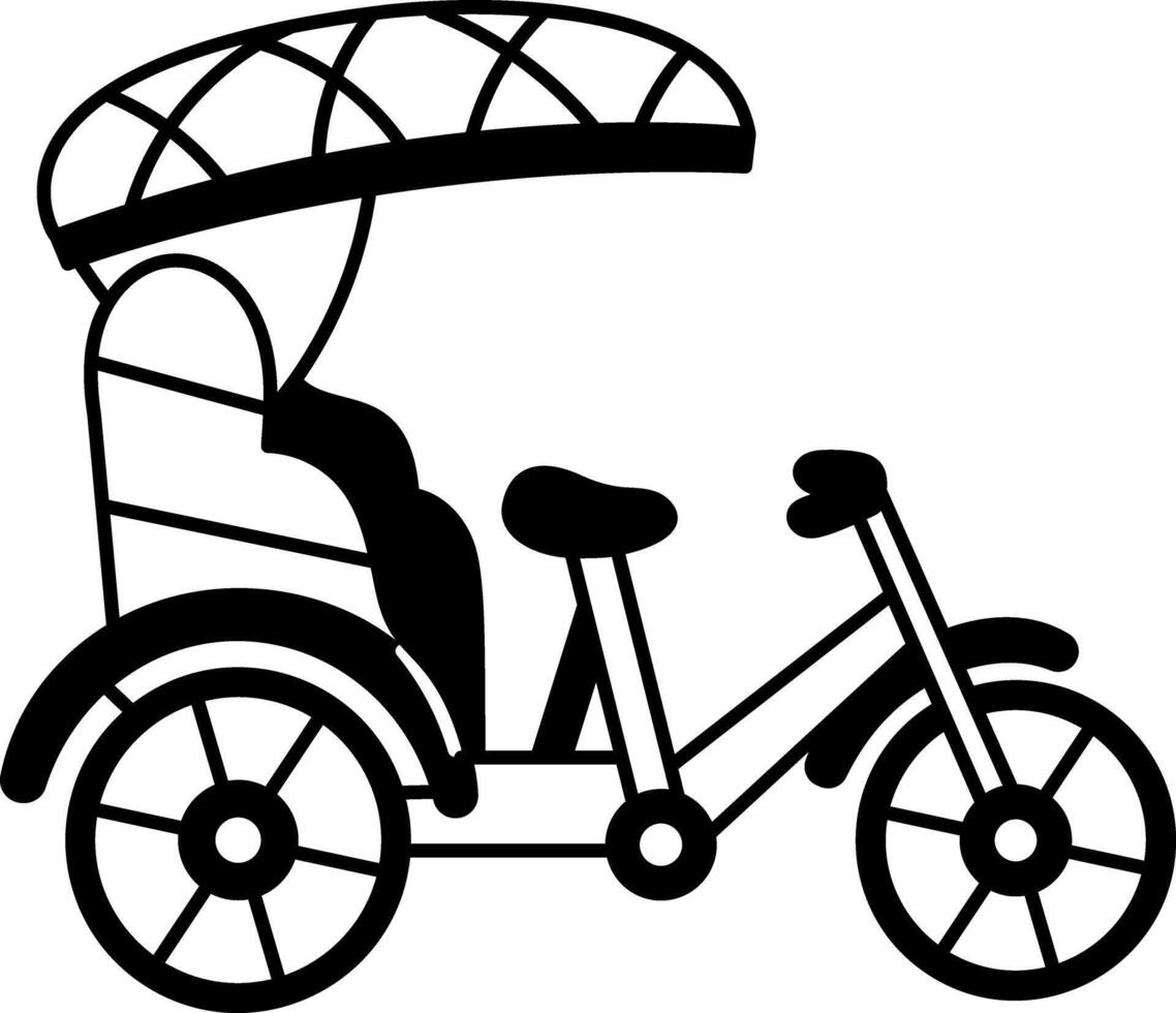 A hand drawn illustration depicting traditional pedicab vector