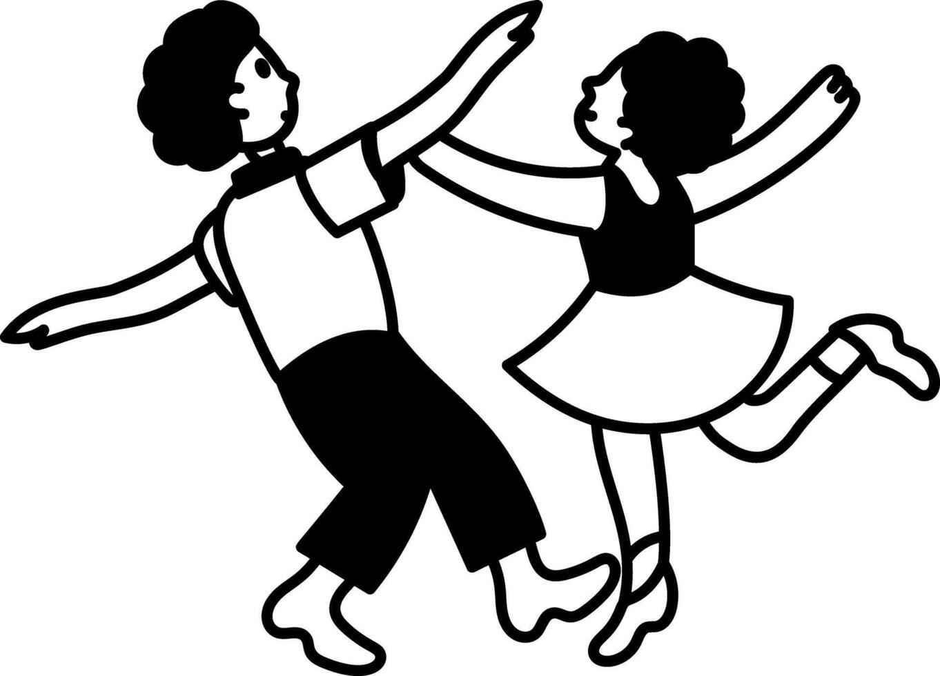 Couple dance character illustration in doodle style vector