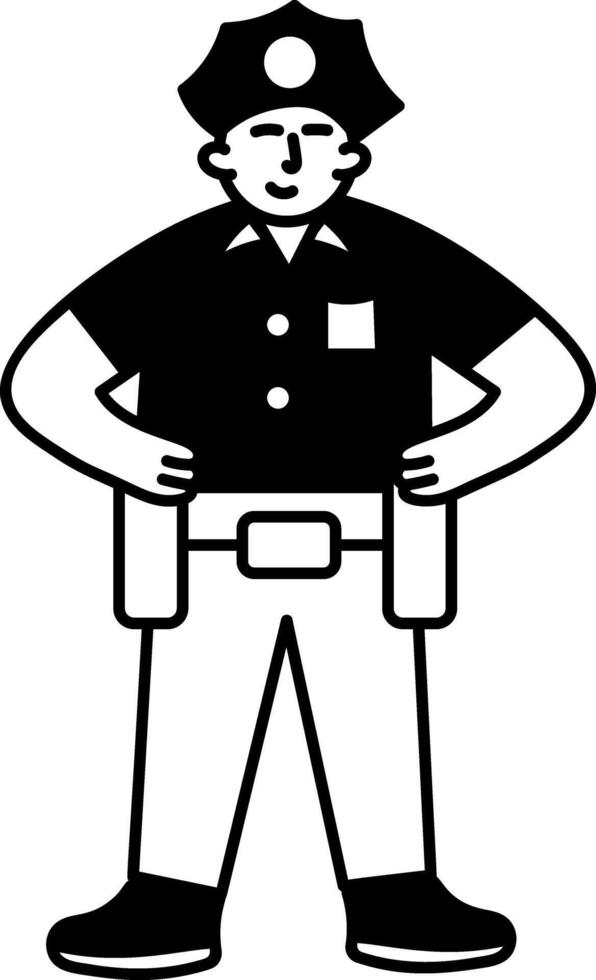 Nyc policeman character, hand drawn illustration vector