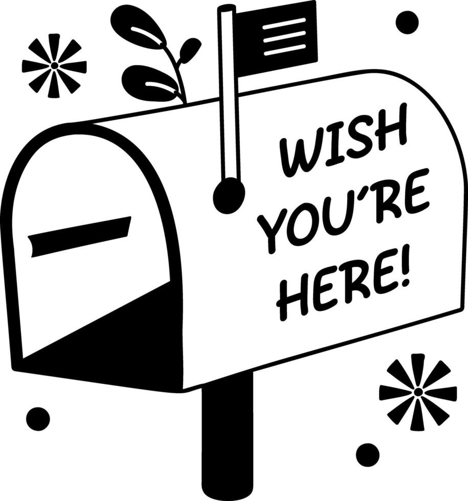 Po box sticker in glyph style vector