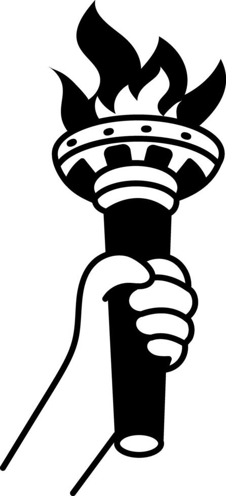 A hand drawn illustration of a hand holding liberty torch vector