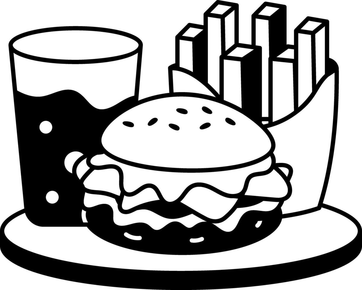 Hand drawn illustration showing various fast food items vector