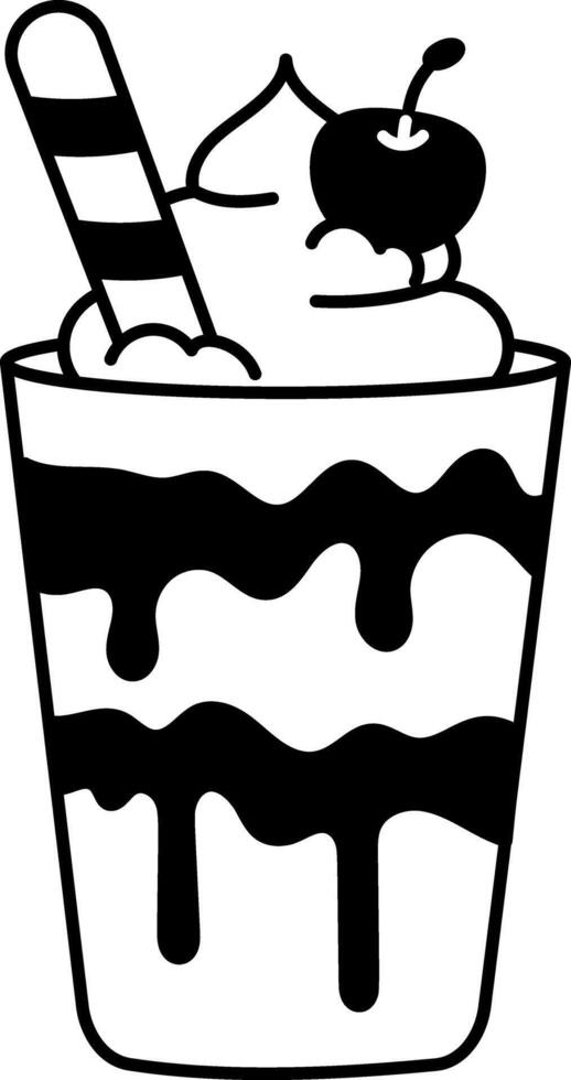A hand drawn illustration showing sundae dessert vector