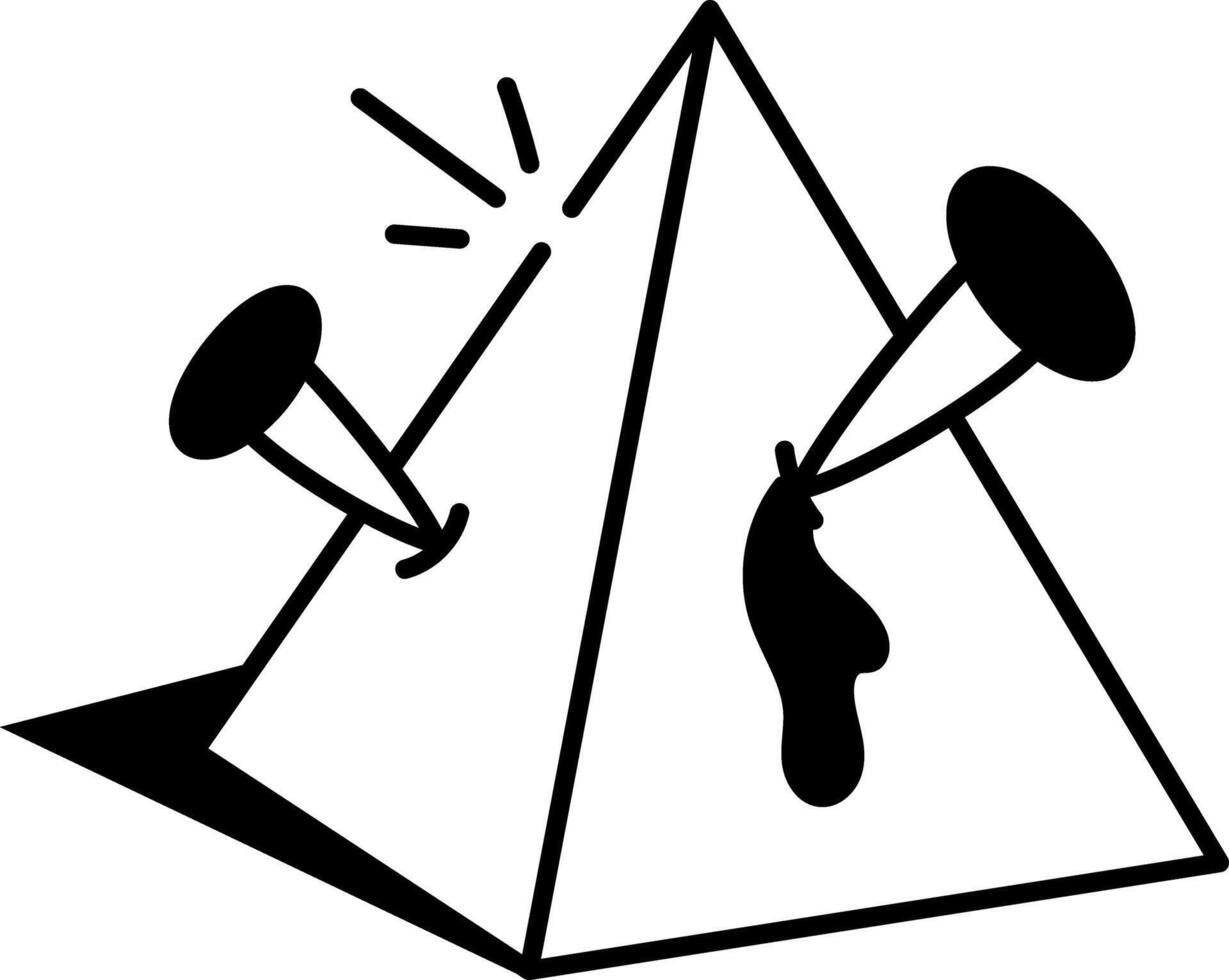 Nailed pyramid depicting magic alchemy concept, doodle icon vector