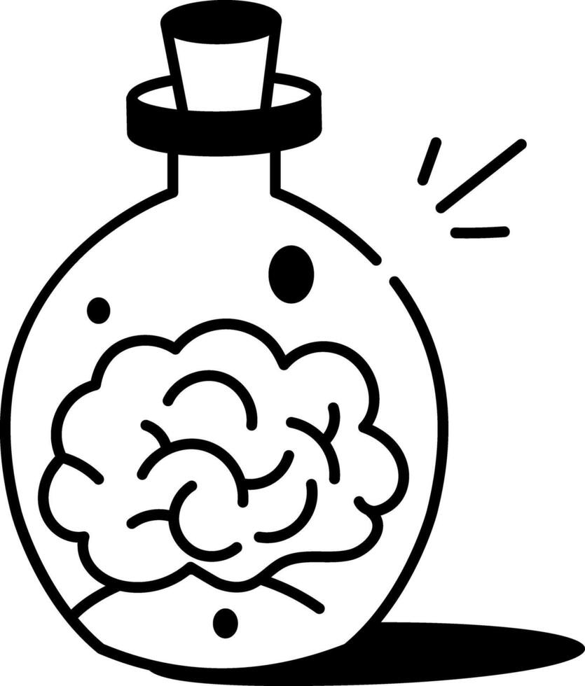 A hand drawn icon depicting a magic flask vector