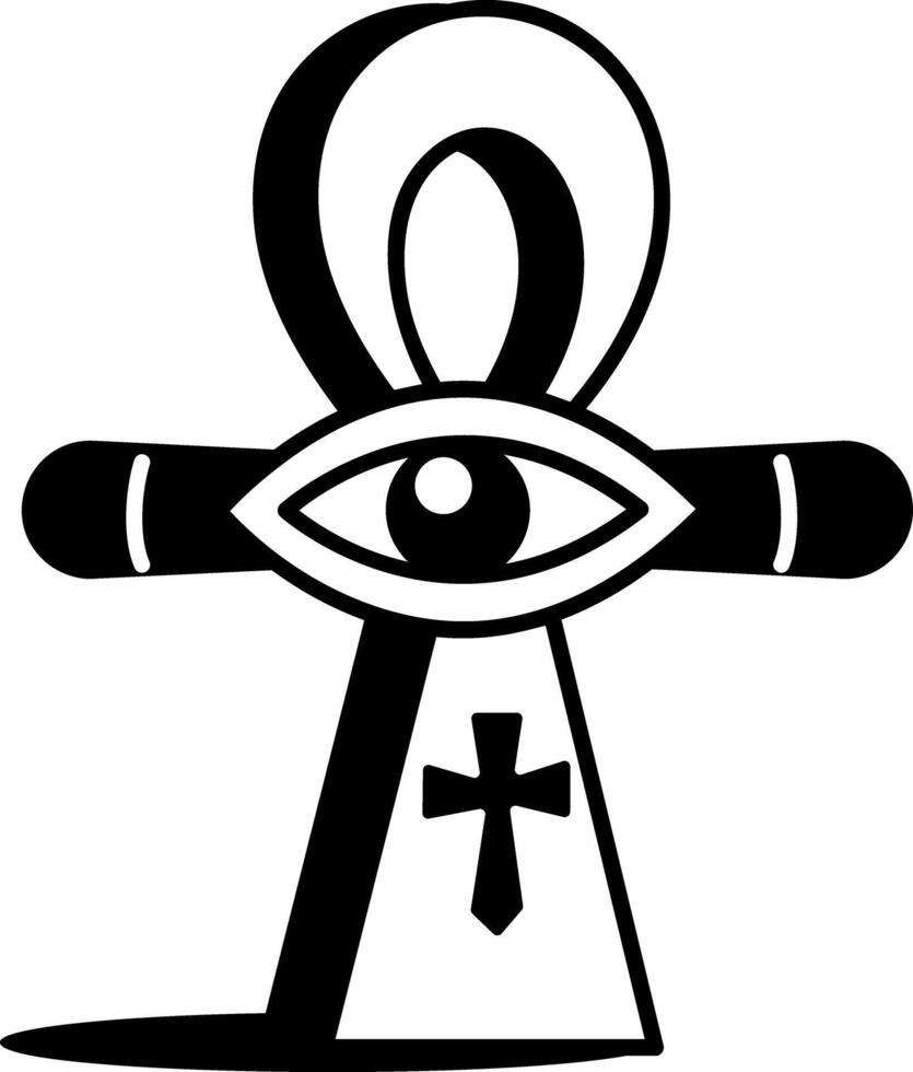 A hand drawn icon depicting magical ankh symbol vector