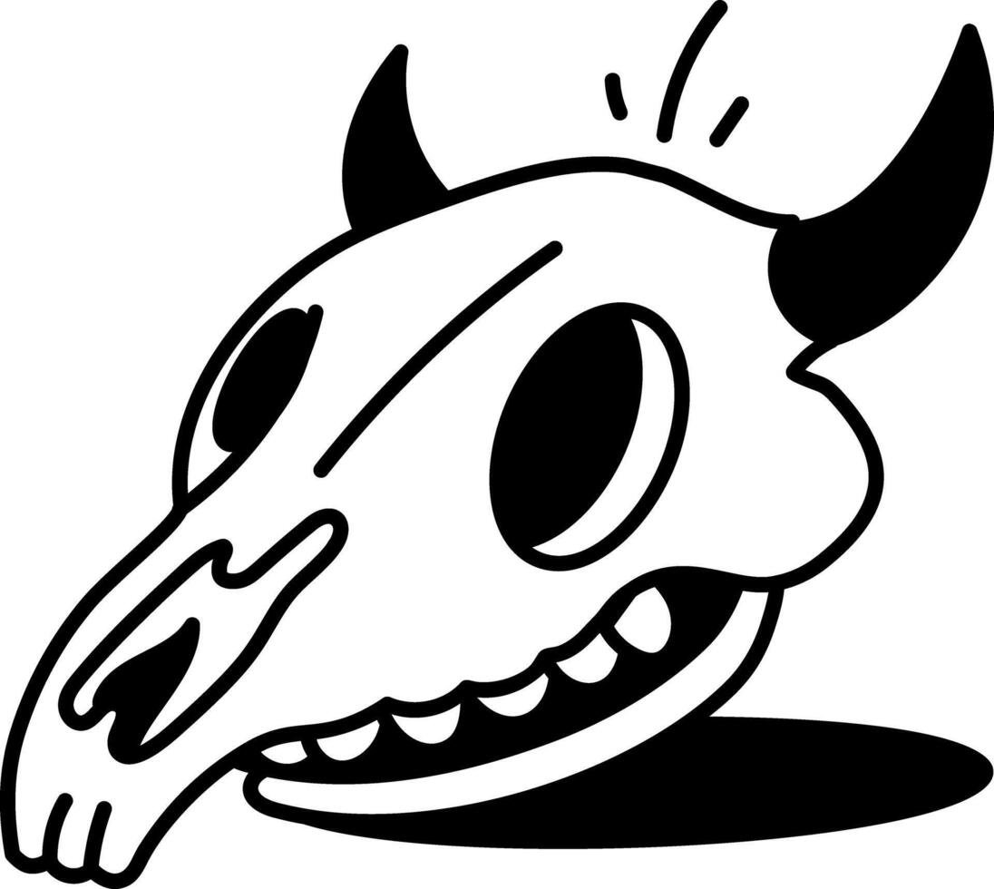A hand drawn icon of an animal horned skull vector