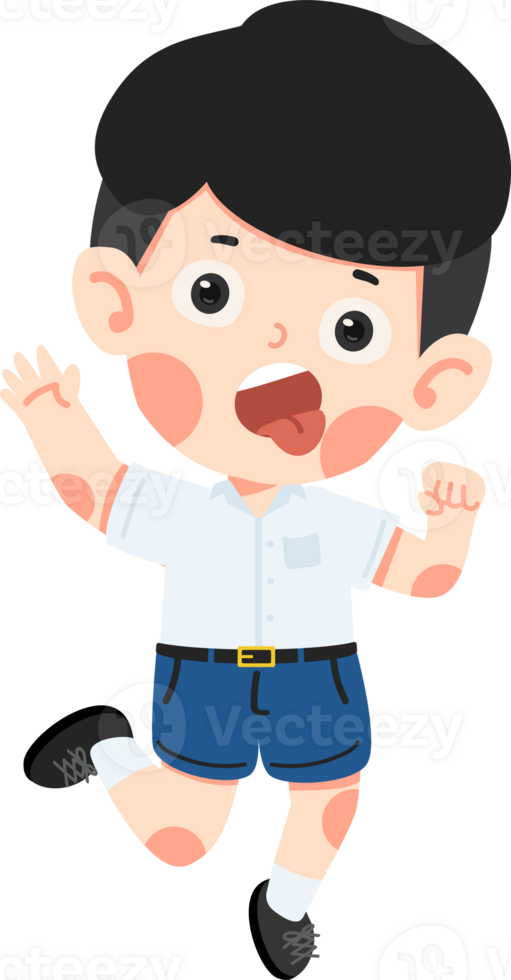 Boy Jumping with Funny Face cartoon kid png