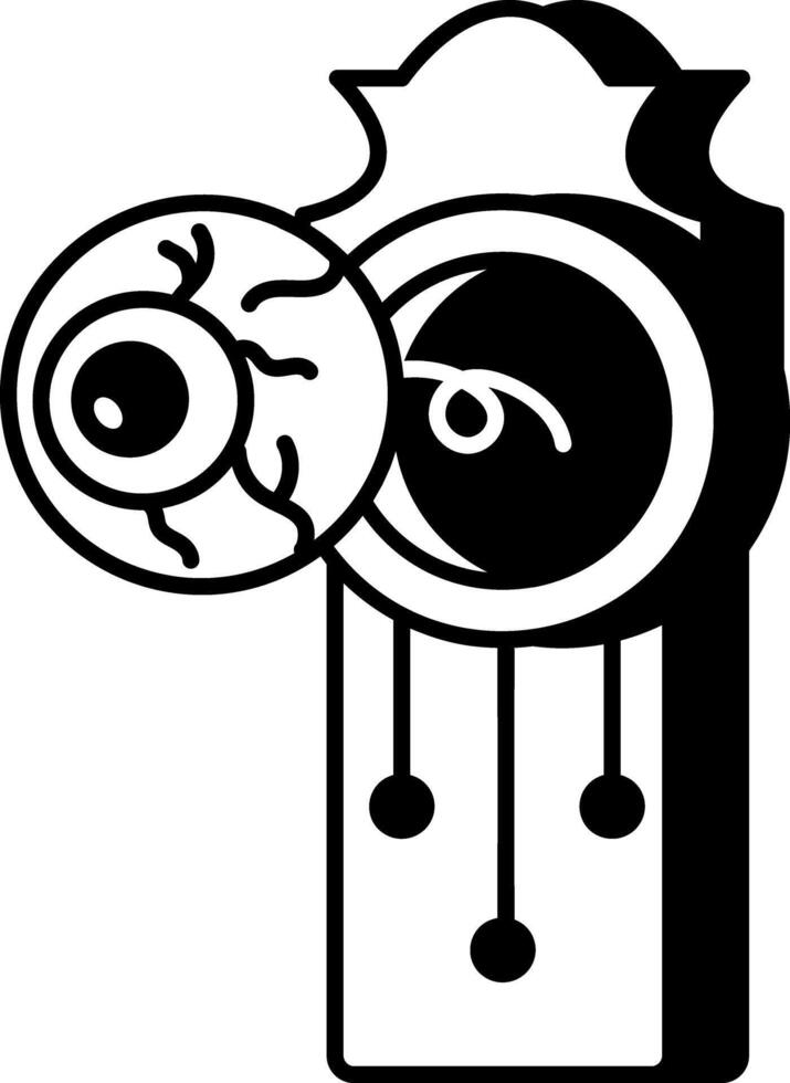 Dead eye coming out a keyhole, doodle style icon vector