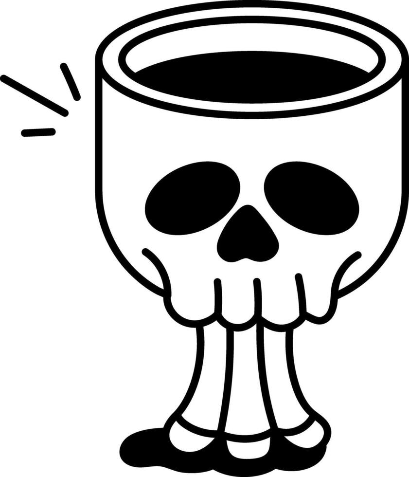 Doodle style icon depicting a spooky skull cup vector