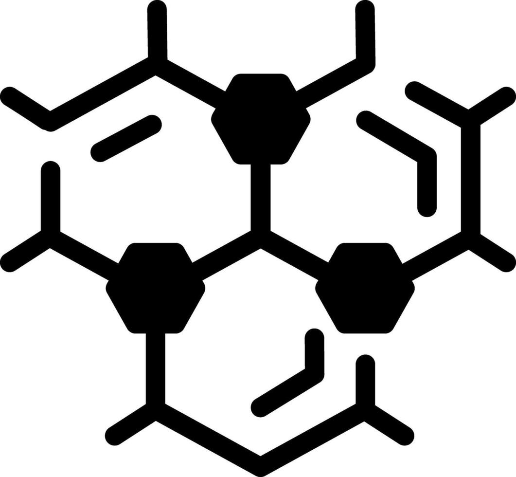 A line style icon of molecular structure depicting chemical formula vector