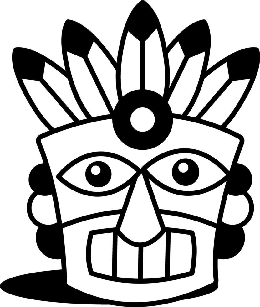 A hand drawn icon depicting a tribal tiki mask vector