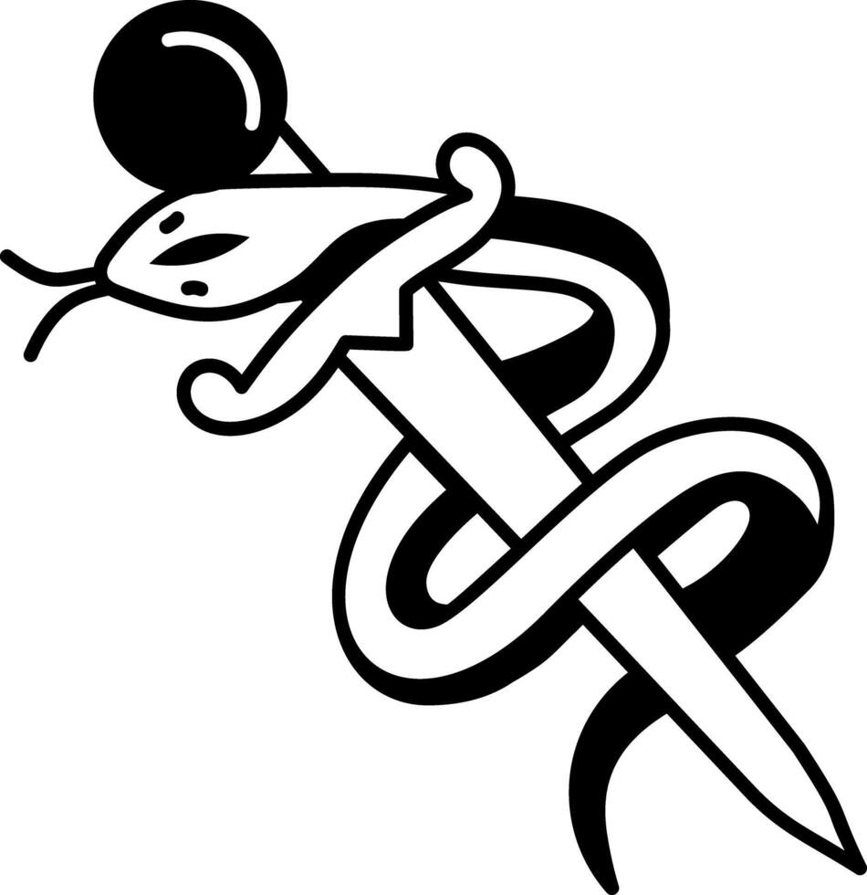 Snake sword icon in hand drawn style vector